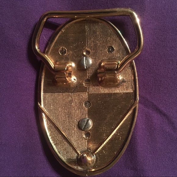 Belt buckle - gold tone and green - Picture 3 of 6